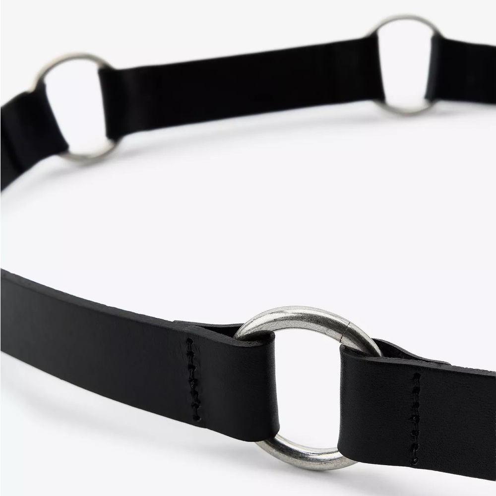 NWT Zara Woman Accessories 100% LEATHER COMBINED CHAIN BELT Size 32 - Picture 4 of 12